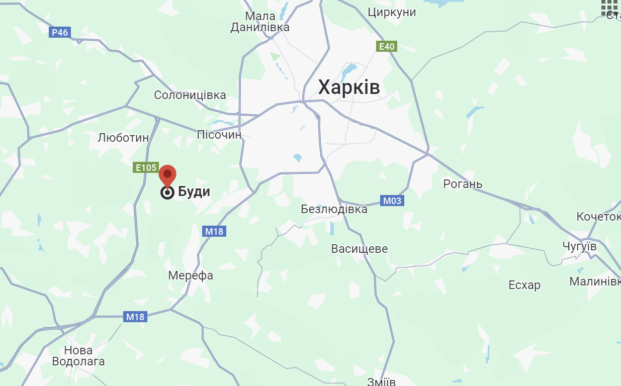 Селище Буди потрапило під удар агресора 13 липня. Google Maps