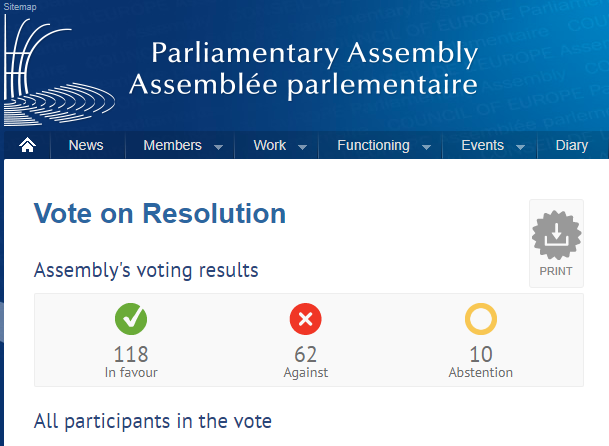 Cкріншот: assembly.coe.int