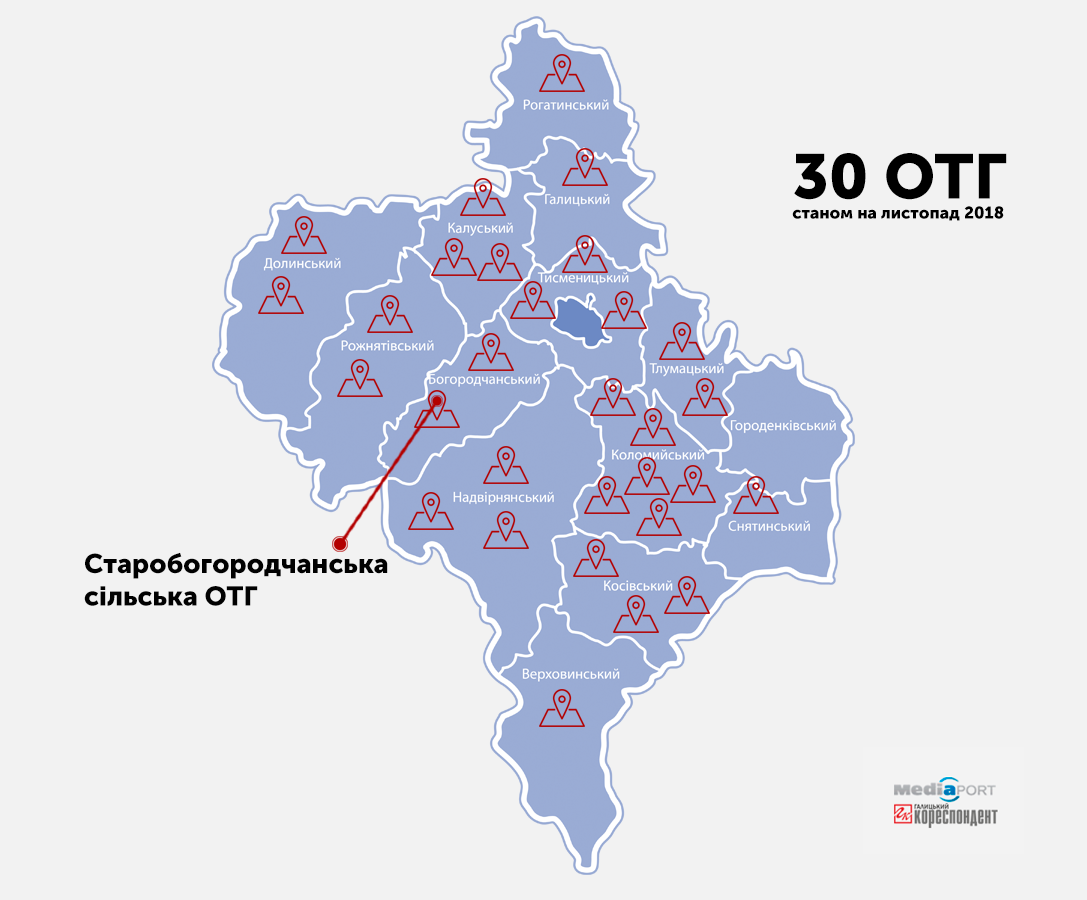 Об'єднані територіальні громади на Івано-Франківщині. Дані: decentralization.gov.ua