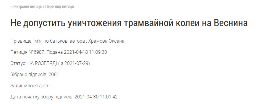 Скріншот: petition.city.kharkov.ua