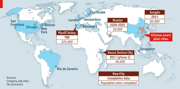 Новые города с нуля. Инфографика: The Economist 