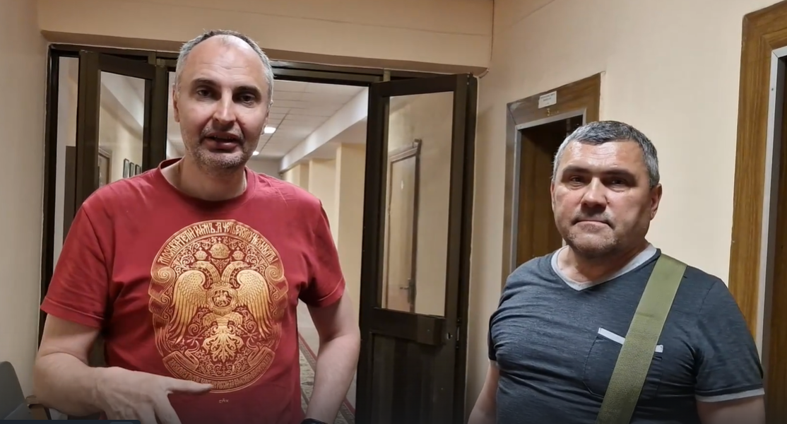 Моїсеєв та Агарков під час окупації Балаклії, літо 2022. Скріншот