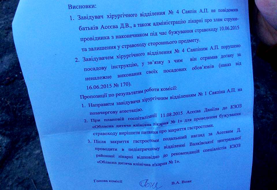 Справка по итогам работы комиссии, которую журналистам показала Александра Асеева