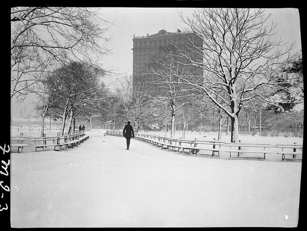 Пустой и холодный Бэттэри-парк, 1910 год. Фото: Frank M. Ingalls/The New York Historical Society / Getty Images