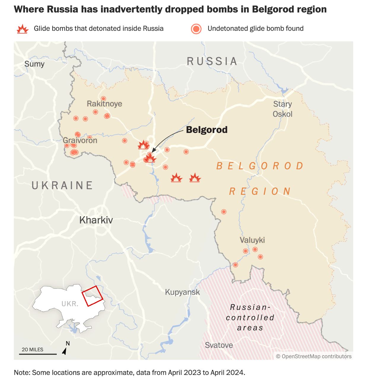 Зображення до:  Протягом року у Бєлгородській області впали 38 російських авіабомб — The Washington Post