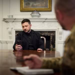 Володимир Зеленський після зустрічі з Трампом провів телефонну розмову з європейськими лідерами, 17 жовтня 2025. Фото: Zelenskiy / Official/Telegram