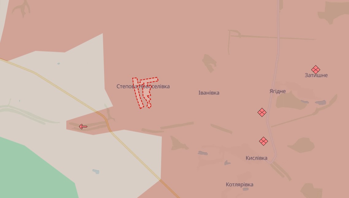 Скриншот карти боїв на Харківщині, 13 листопада 2025