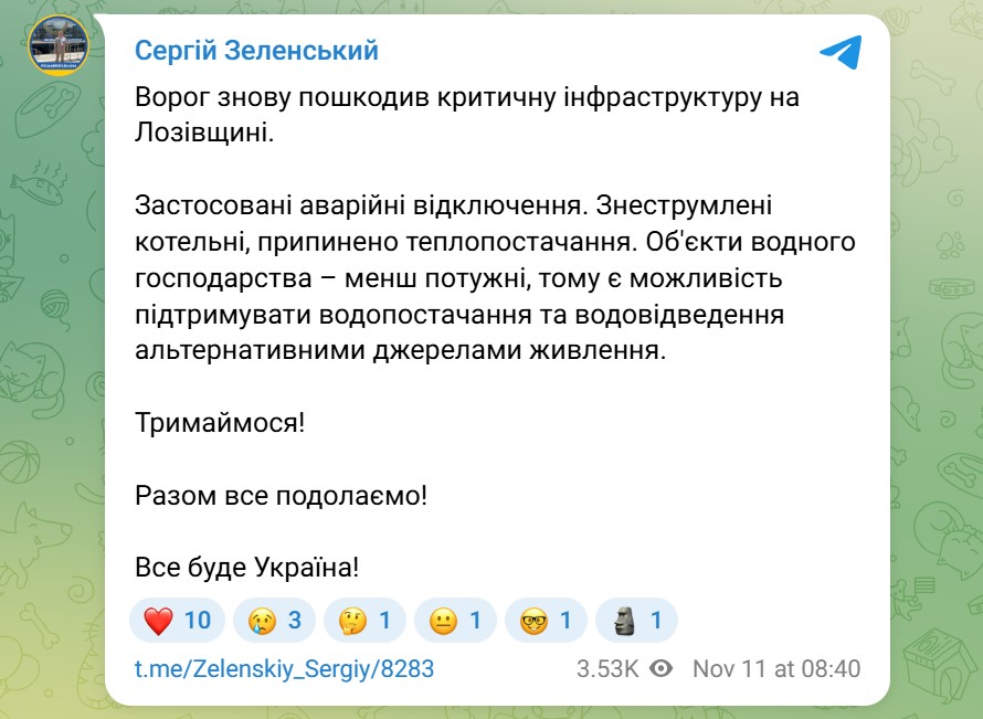 Допис Сергія Зеленського