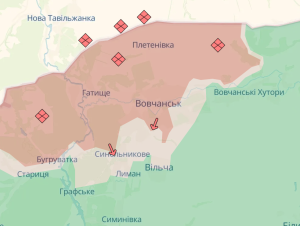 Зображення до посту: Російська армія просунулася у Вовчанську — DeepState