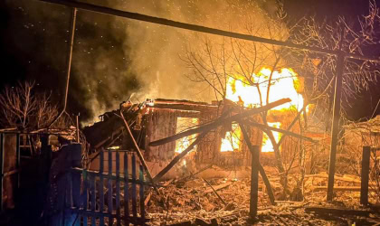 Пожежа від обстрілу Великого Бурлука Харківської області, 15 січня 2026