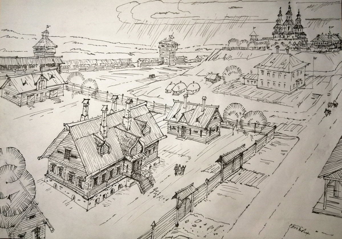 Вид на колишнє воєводське подвір’я, яке вже належало полковнику Григорію Квітці