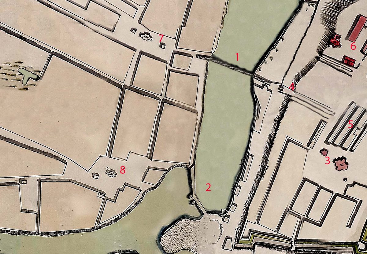 Частина карти Харкова 1742 року