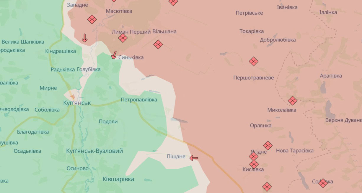 Зображення до:  Російська армія просунулася на Куп’янському напрямку — DeepState