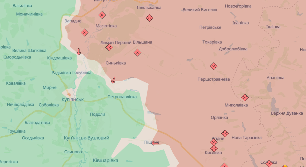 Зображення до:  Російські військові просунулися на Куп’янщині — DeepState