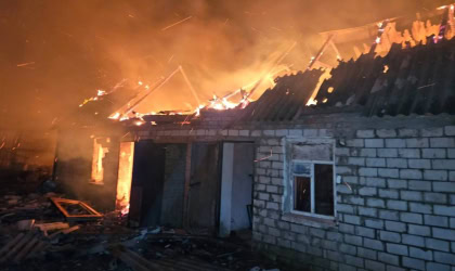 Пожежа від обстрілу в Богодухові, 13 квітня 2026