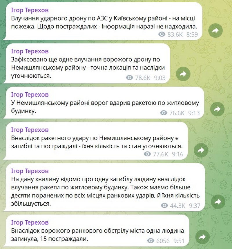 Скриншот дописів Ігоря Терехова